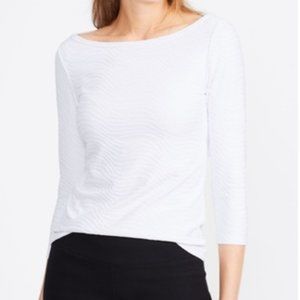 NEW J. McLaughlin Mavis Top Boatneck White Jacquard Radio Waves Large